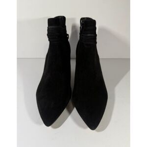 Bella Vita Black Suede Ankle Boots Pointed Toe Kitten Heel Size 8